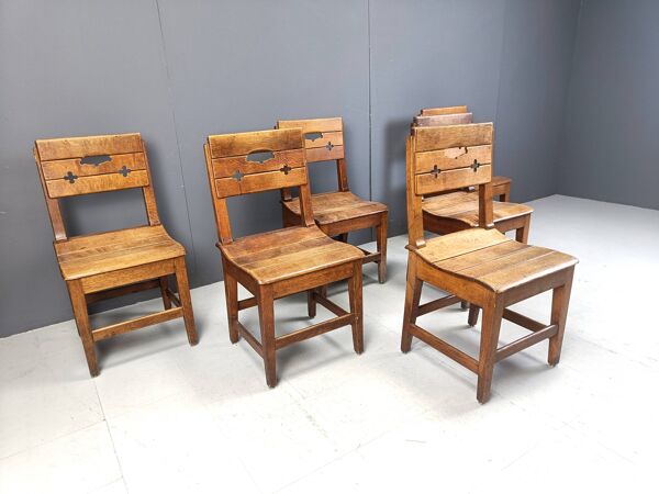 Chaises brutalistes vintage en chêne, années 1960