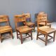 Vintage oak brutalist chairs, 1960s