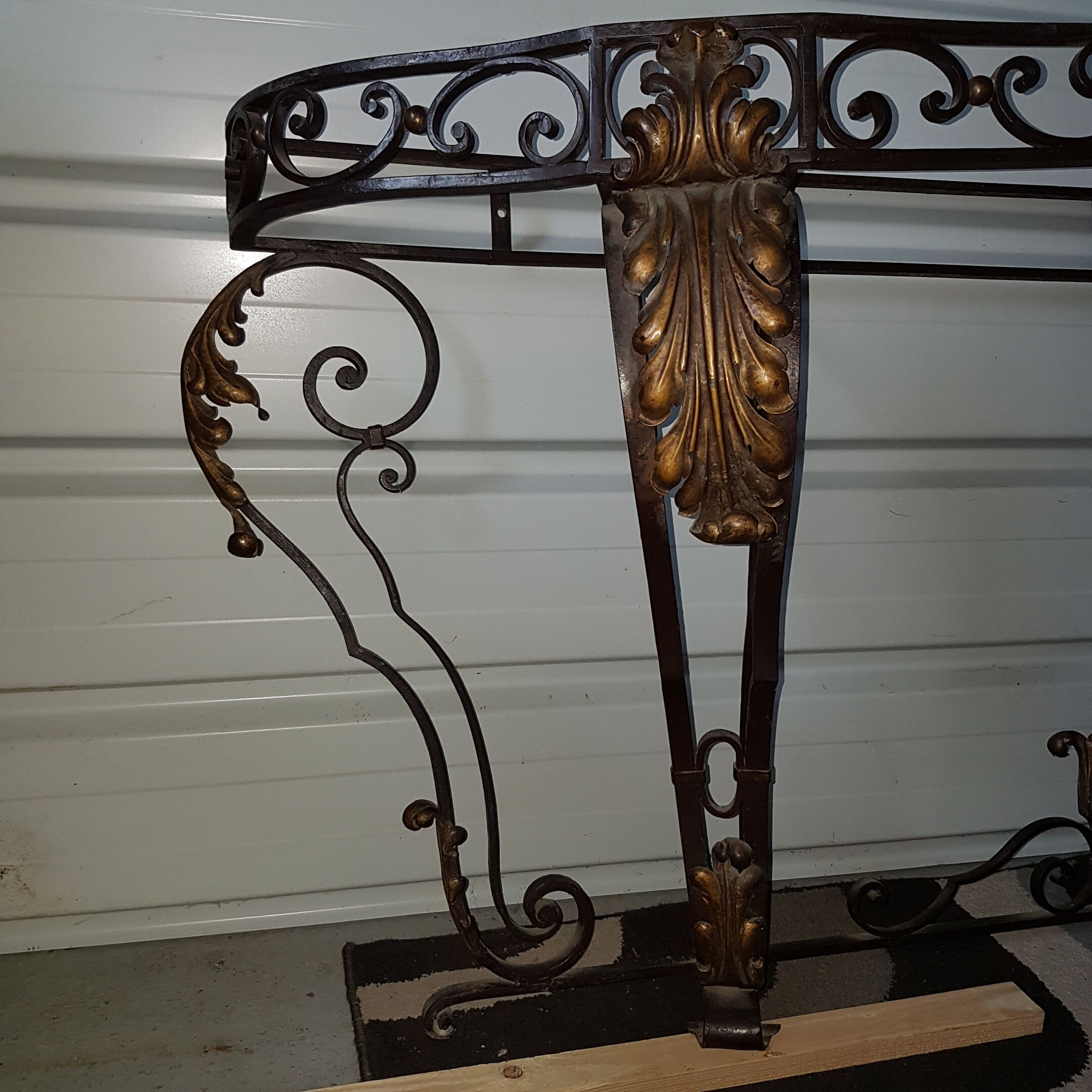 Marble wrought iron tray console