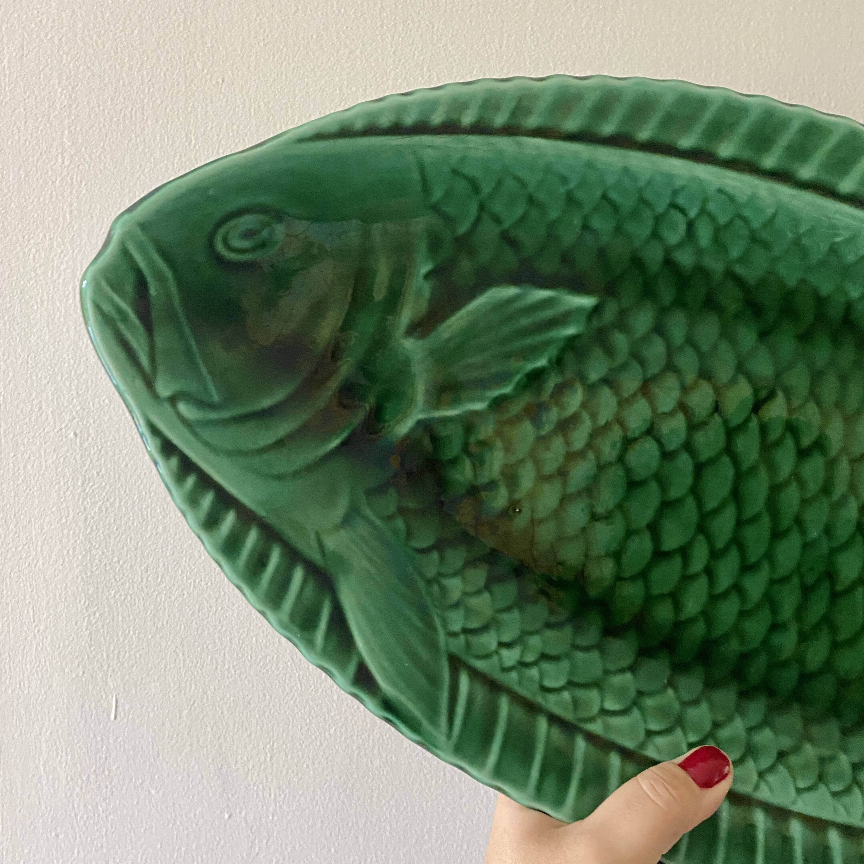 Vintage XL fish-shaped dish - Sarreguemines