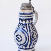 Pichet allemand émaillé Westerwald Biedermeir du XIXe siècle 2,5 L