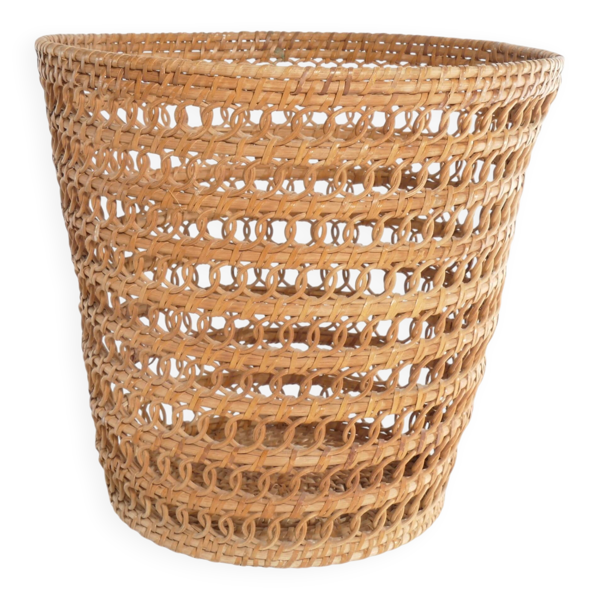 Mid-Century Modern Wicker Wastebasket