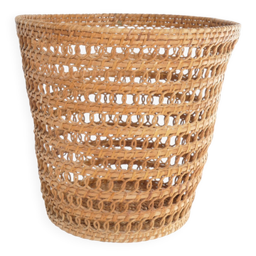 Mid-Century Modern Wicker Wastebasket