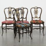 Set of 4 antique French Napoleon III chairs inlaid with mother-of-pearl