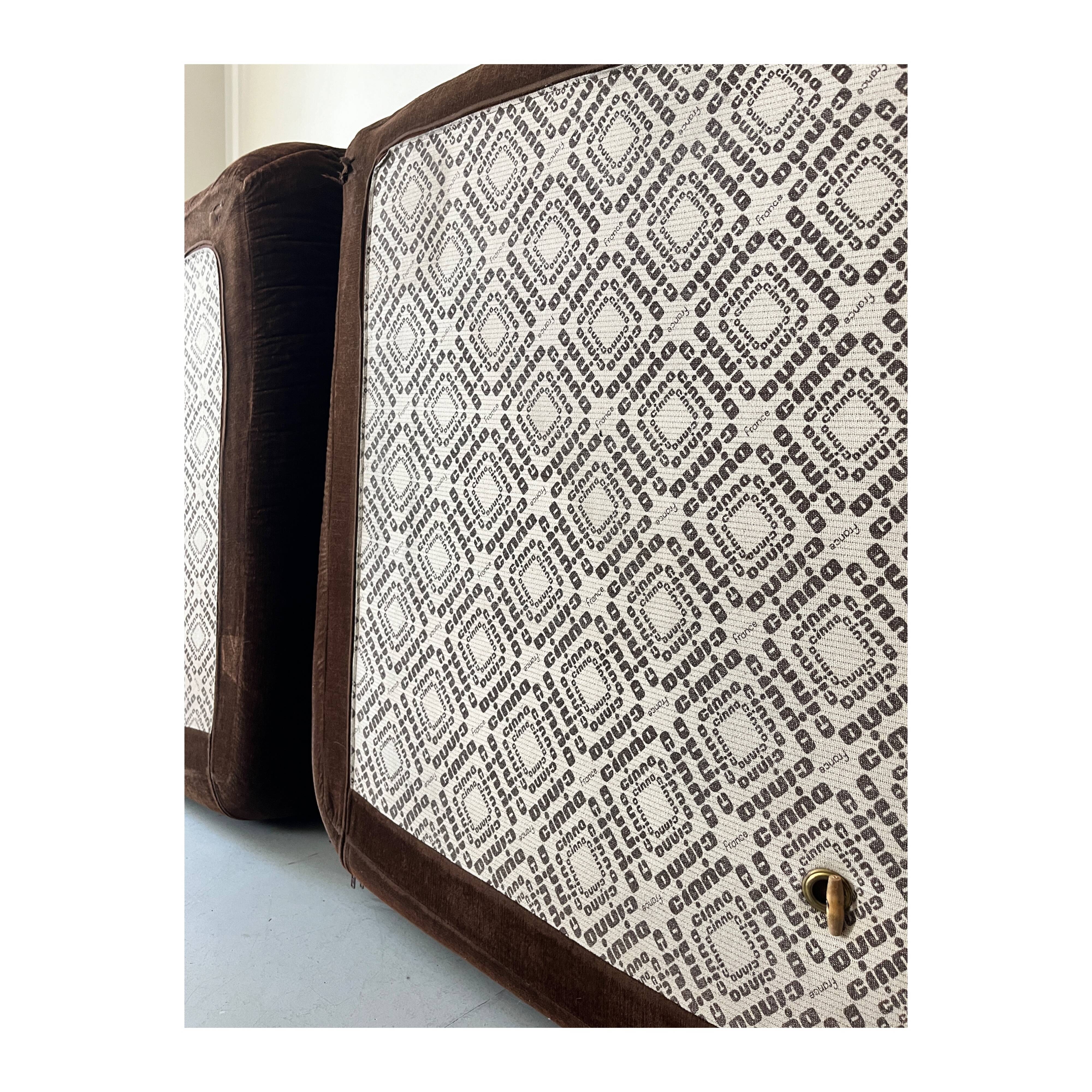 Cinna sofa in golden brown velvet, Roset 1970