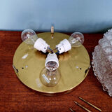 Large brass and frosted glass ceiling light, Hillebrand Lighting, 1970.