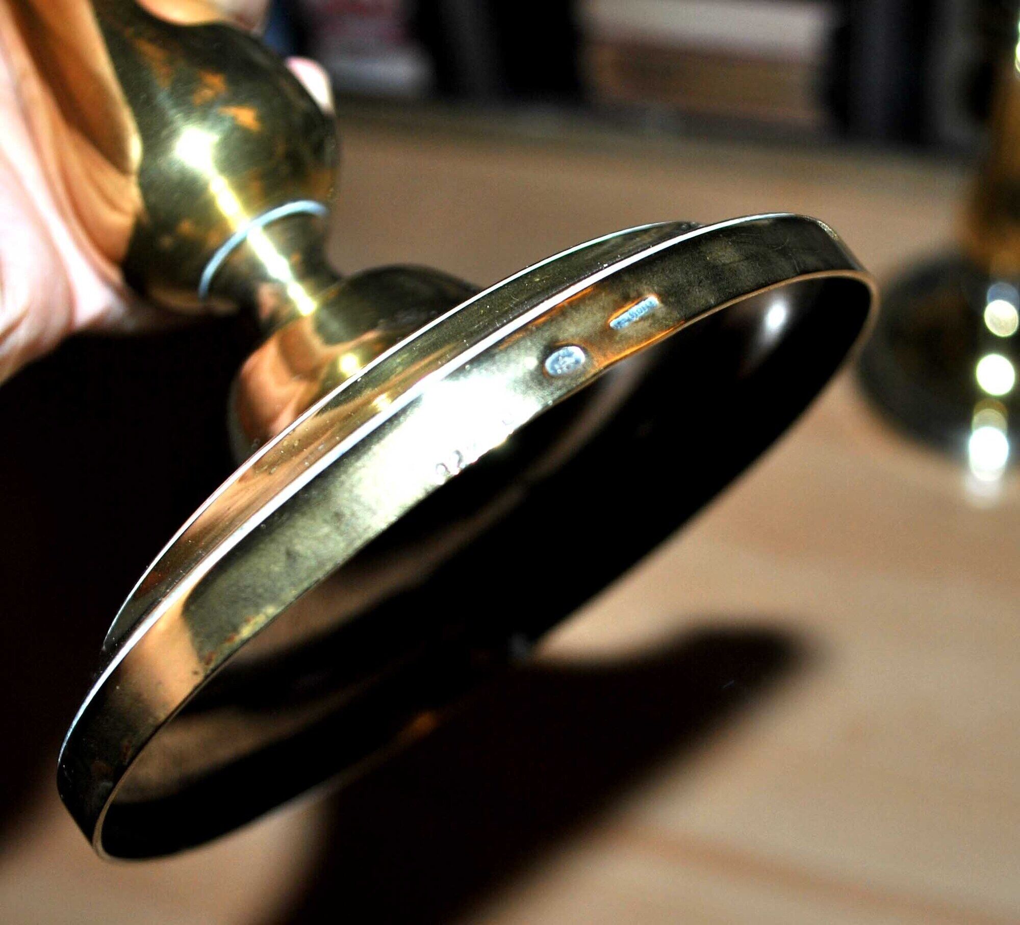 Antique candle holders in christofle brass punched gold