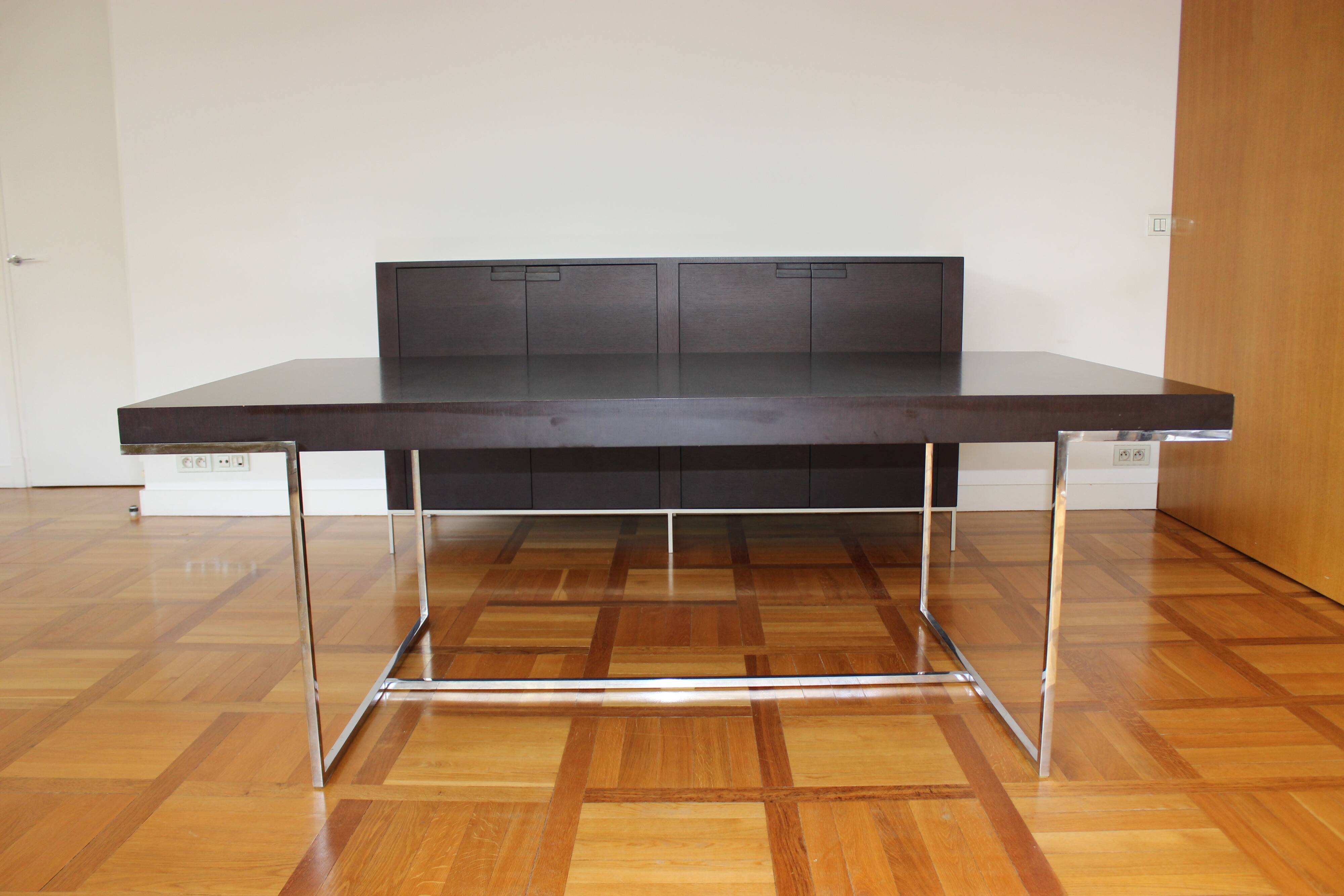 B&B Italia Maxalto - Athos table in wenge, chrome legs - design by Paola Piva.