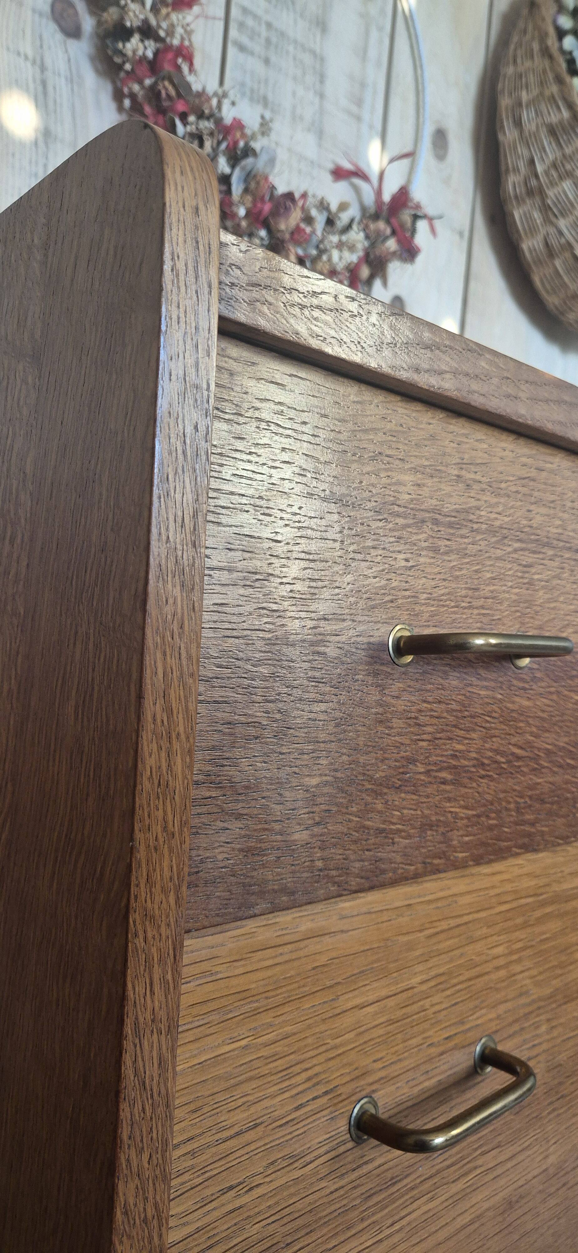 Vintage Scandinavian chest of drawers with compass feet