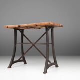 Industrial Bar/Bistro Table with Cast Iron Legs and Wooden Top, Belgium 192