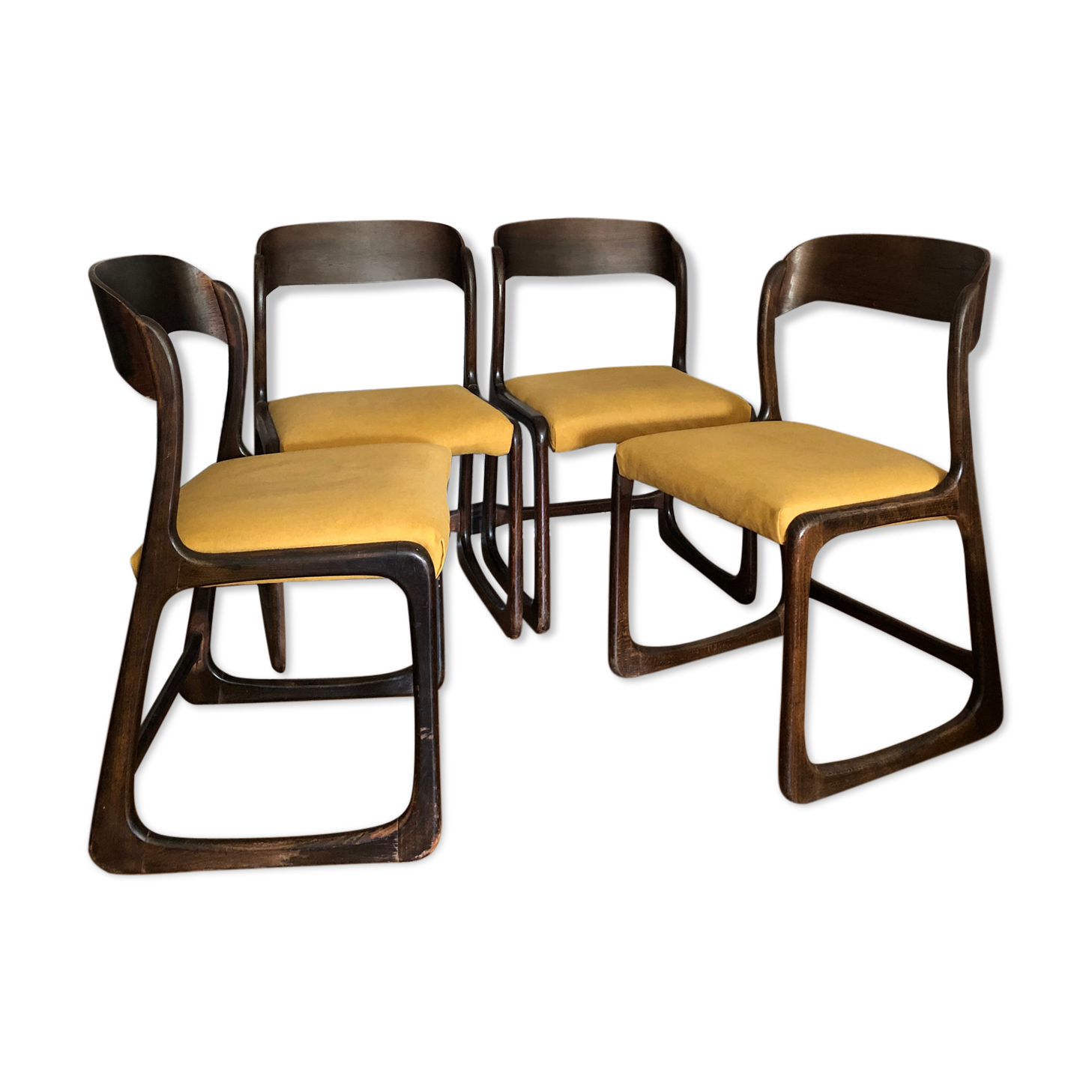 Suite of four Baumann sled chairs