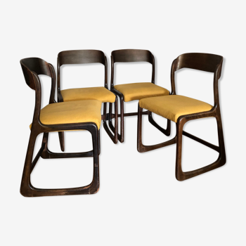 Suite of four Baumann sled chairs