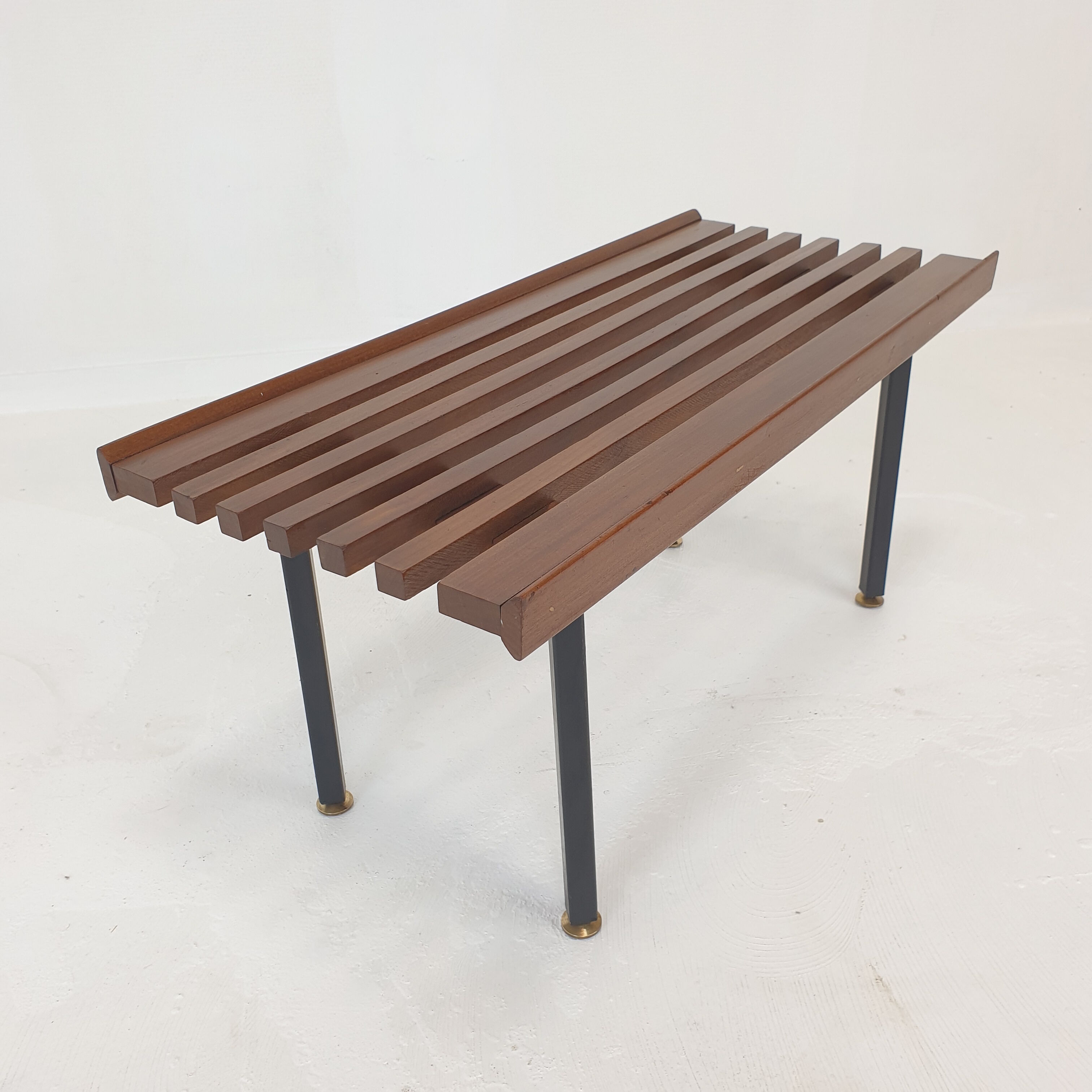 Bench in Teak with Brass Feet, Italy, 1950s