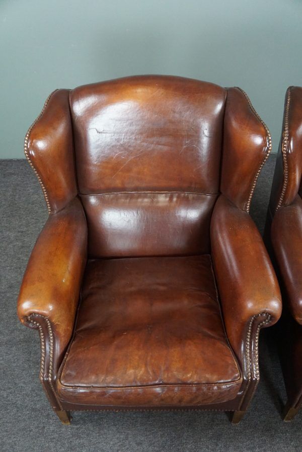 Set of two sheepskin armchairs