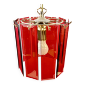 Suspension, lustre à lames en verre fumé années 70