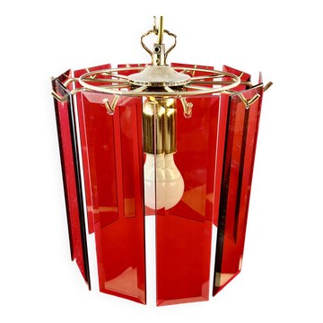 Suspension, smoked glass blade chandelier from the 1970s.