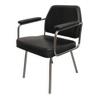 Fauteuil en cuir noir Space Age, années 1970
