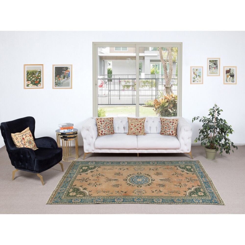 Traditional Hand-Knotted Vintage Turkish Red Area Rug. Handmade in Turkey