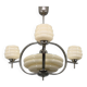 1930s Art Deco nickel and cream glass chandelier