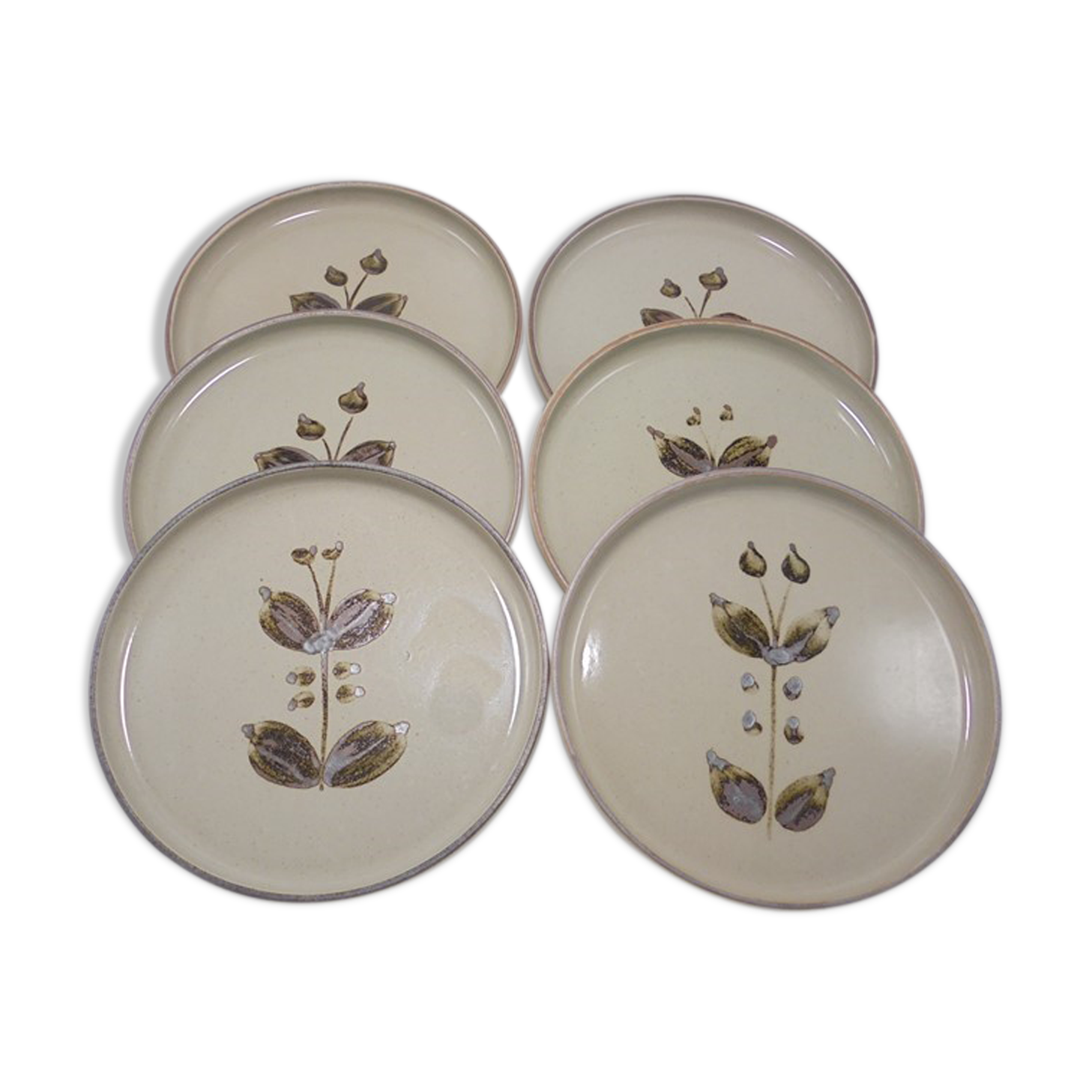 Series of 6 stoneware plates