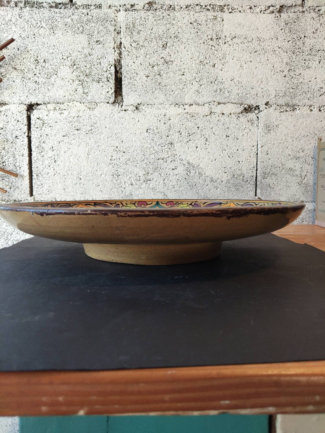 Large artisanal plate from Fès – 38 cm – Painted Moroccan ceramic