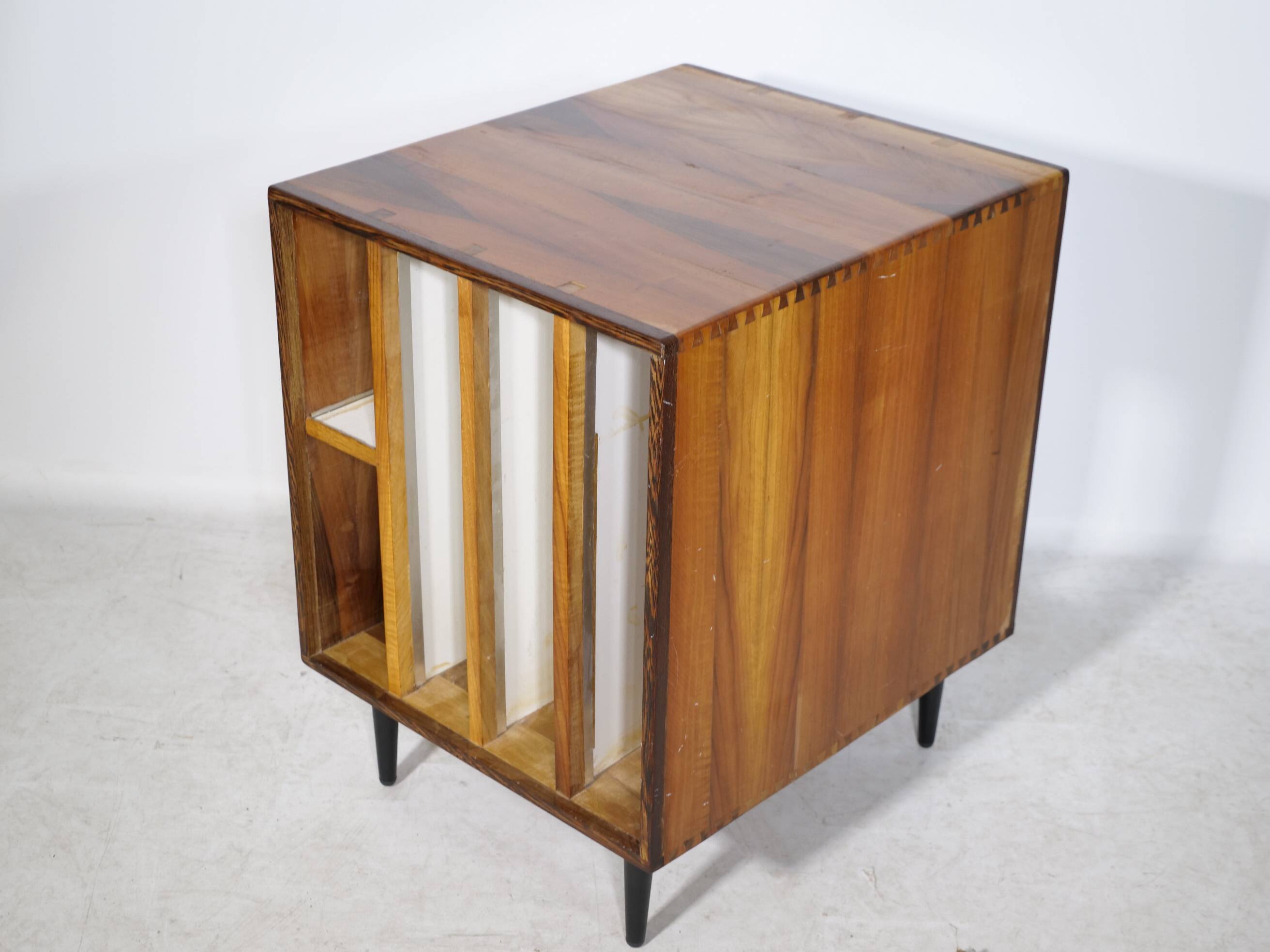 Mid-Century Solid Cherry Document LP Vinyl Cabinet, Unique Piece, 1960s