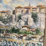 Watercolor of the village of Ménerbes in the Luberon