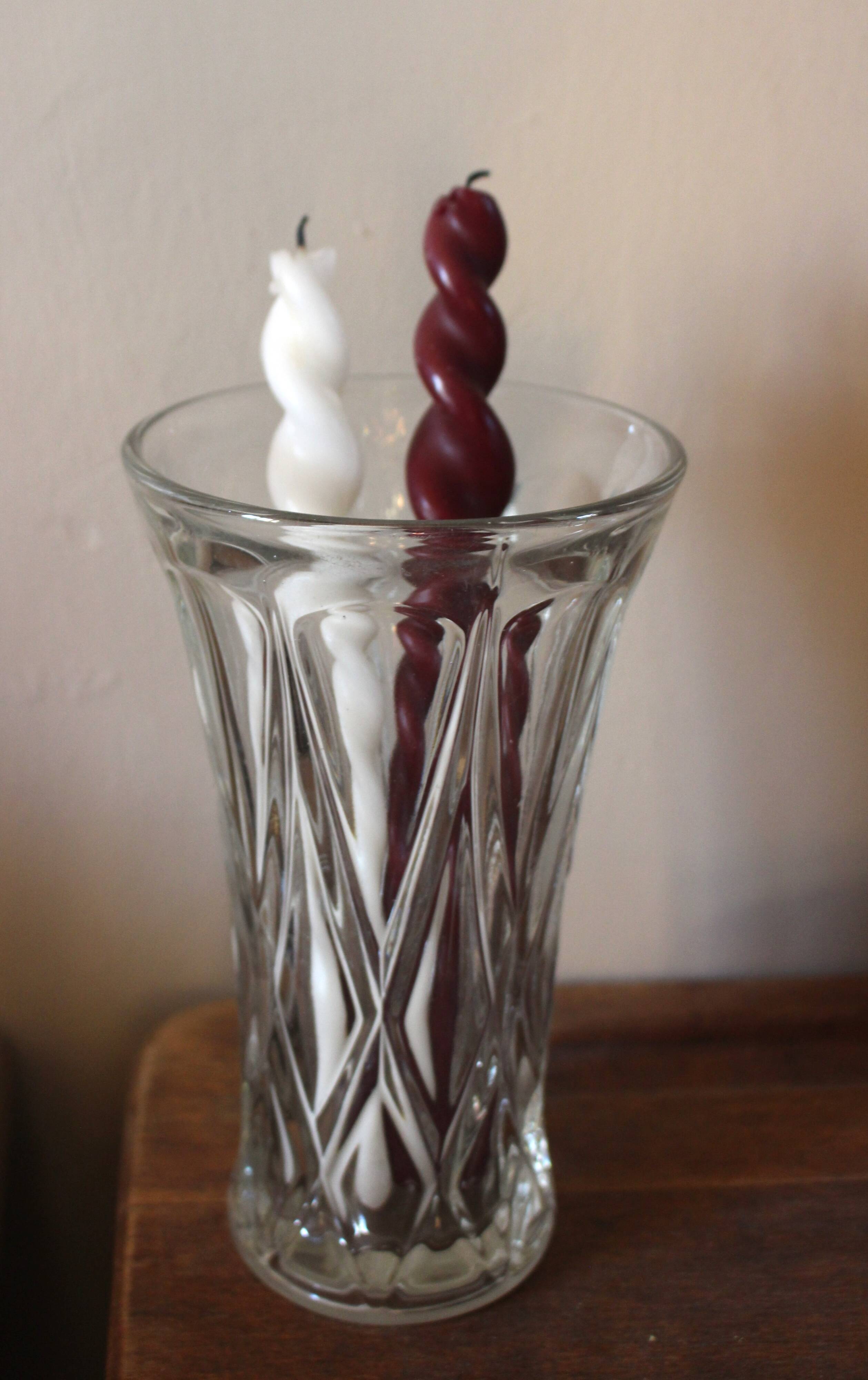 Cut glass vase, flared, vintage triangles and diamonds