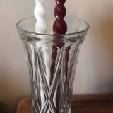 Cut glass vase, flared, vintage triangles and diamonds