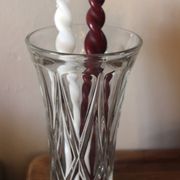 Cut glass vase, flared, vintage triangles and diamonds