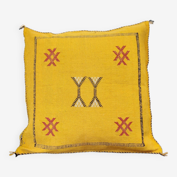 Berber yellow Moroccan cushion in cactus silk