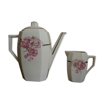Teapot - art deco milk pitcher, porcelain France