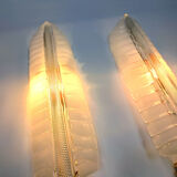 Pair of large crystal 'feather' wall lamps by André Arbus & Veronese, 1950s