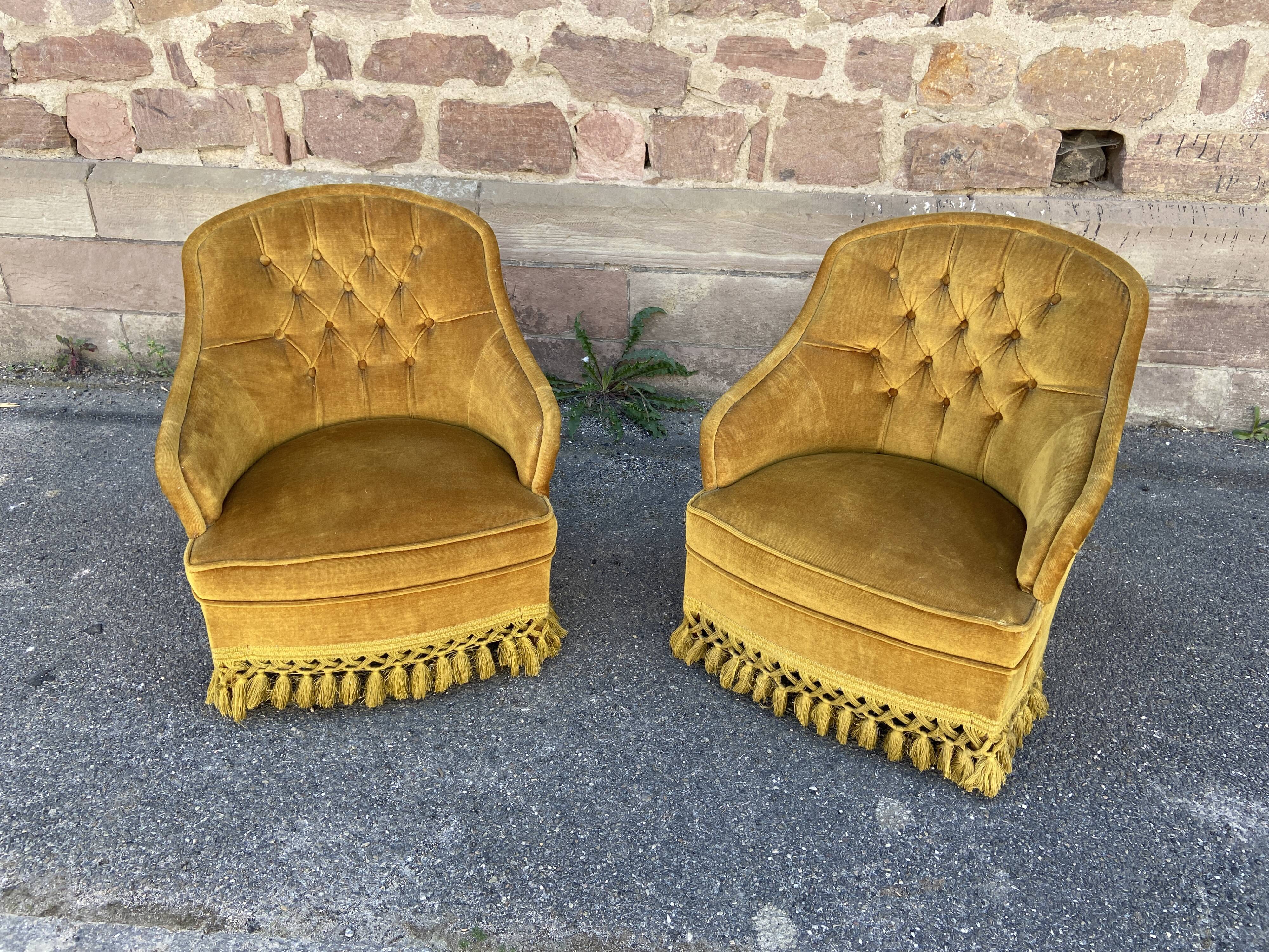 Pair of toad armchairs