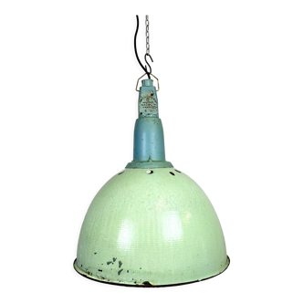 Industrial soviet green enamel pendant light, 1960s