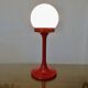 Tulip foot lamp, 1970, red lacquered aluminium and opaline