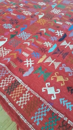 Ethnic bohemian red berber rug 142x101cm