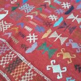 Ethnic bohemian red berber rug 142x101cm