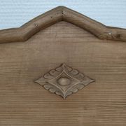 Miroir bois patiné glace biseautée vintage 76 cm x 96 cm