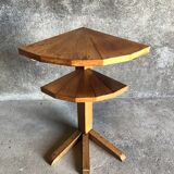 Vintage light wood corner pedestal table