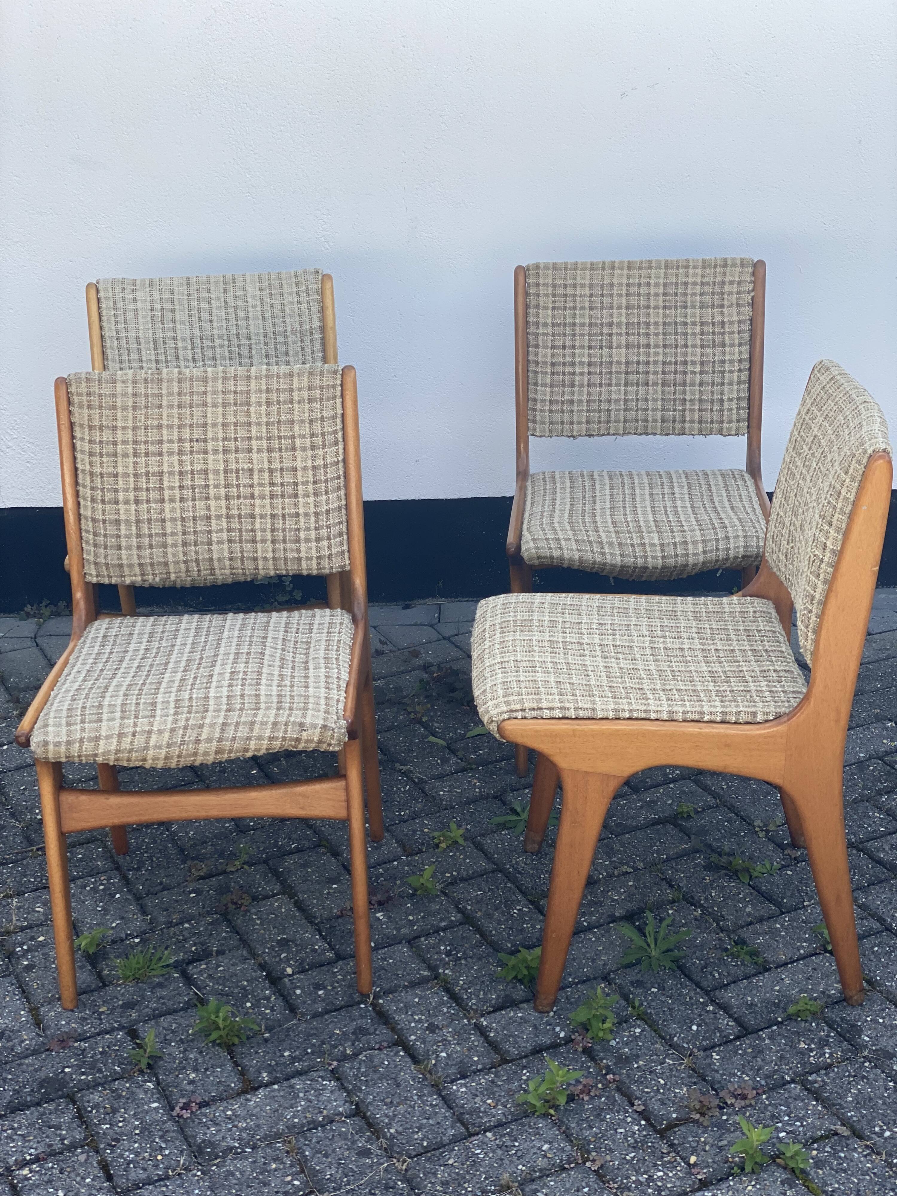 Set of 4 danish vintage teak dining chairs