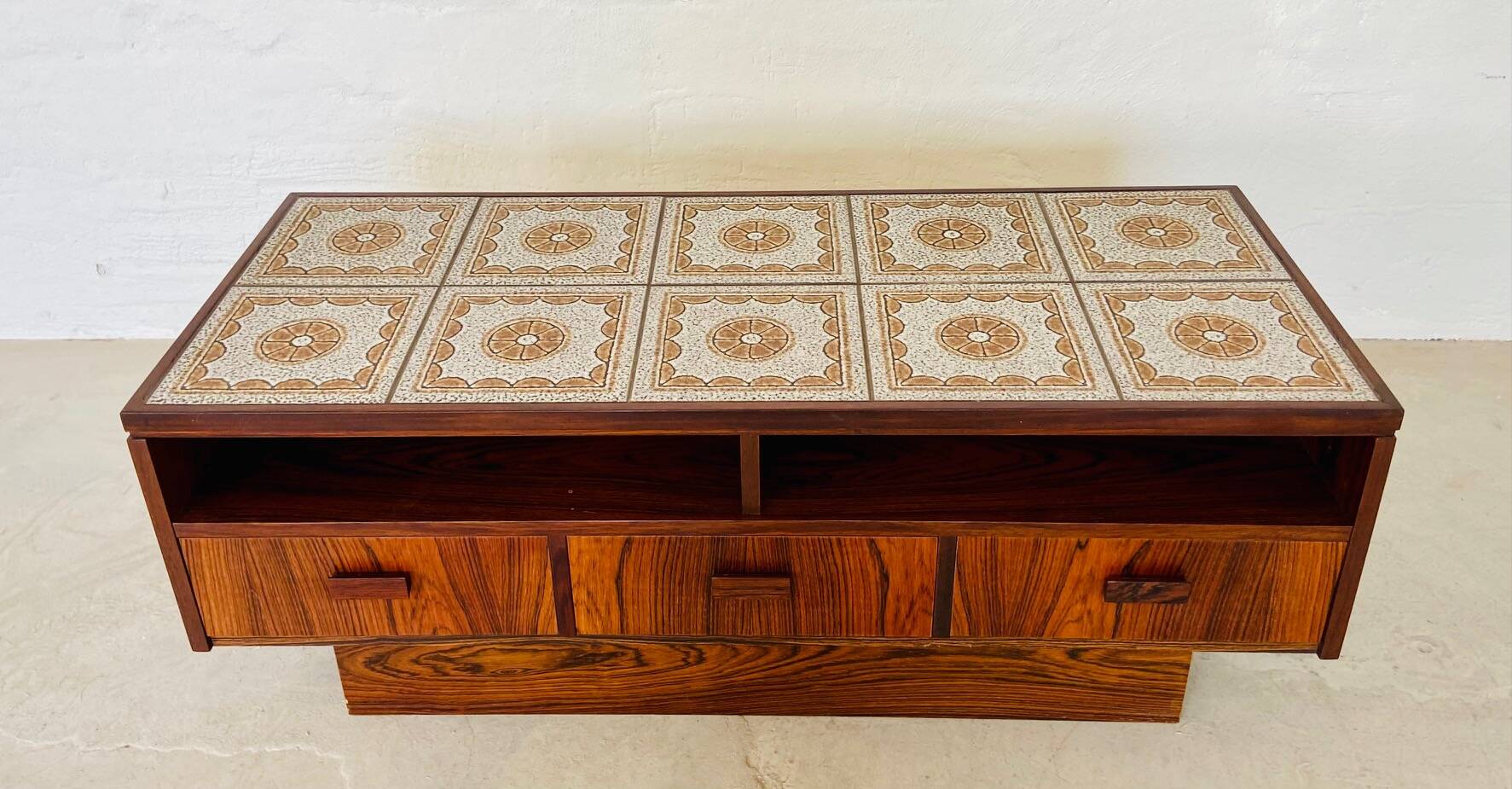 Vintage retro danish mid century rosewood and ceramic cabinet 1960s