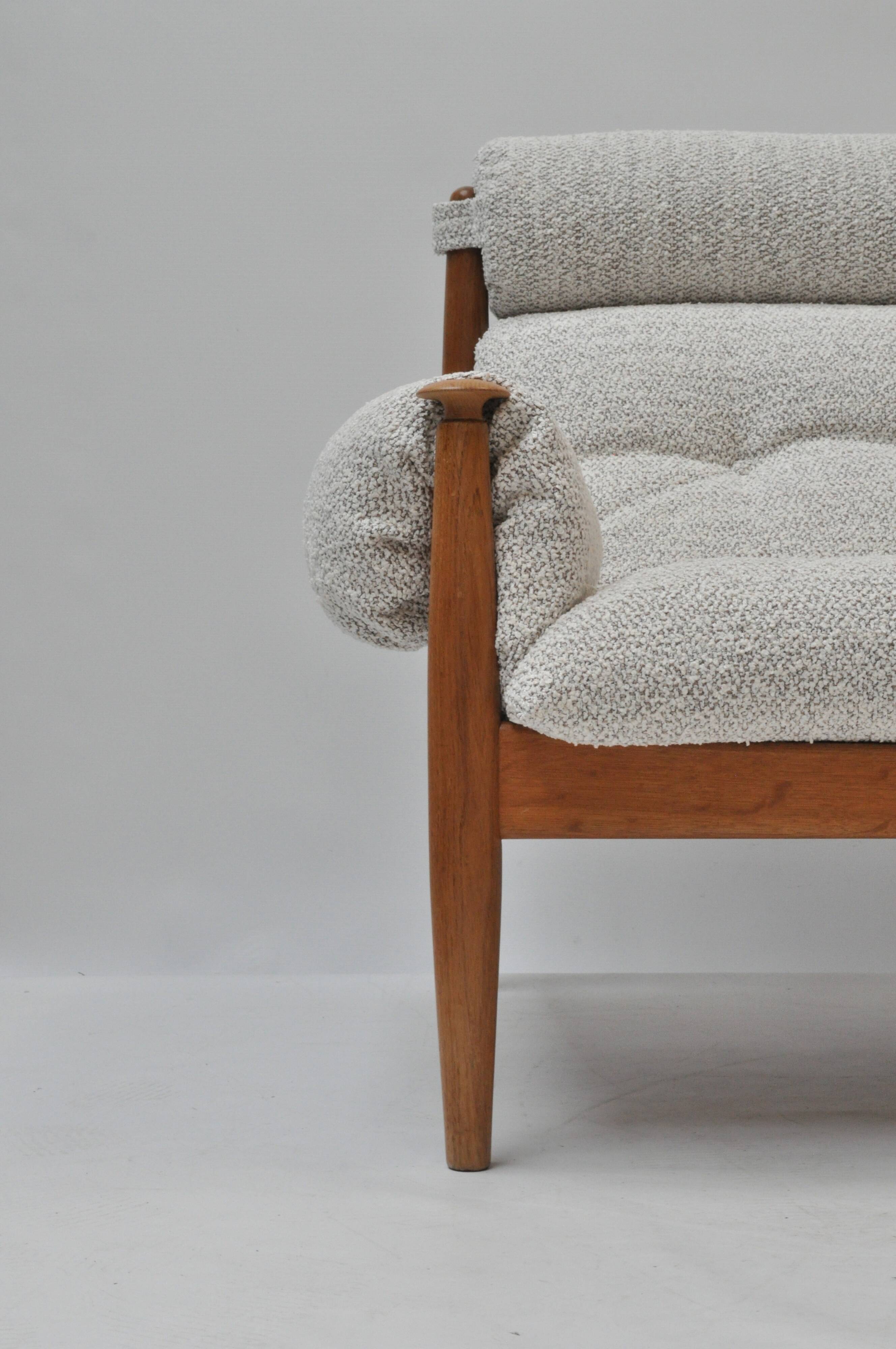 Scandinavian Lounge Armchair by Eric Merthen, 1960s – Reupholstered in Whit