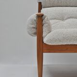 Scandinavian Lounge Armchair by Eric Merthen, 1960s – Reupholstered in Whit