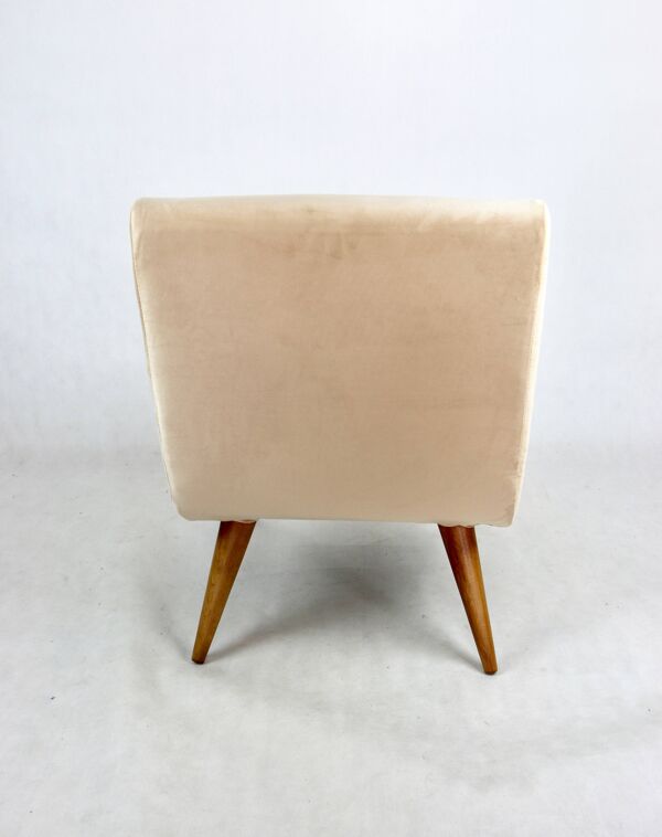 Fauteuil Loft vintage des années 70 en velours beige champagne