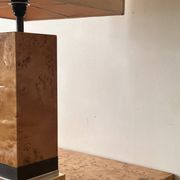 Majestueuse lampe de table en loupe d'orme, C.Mahey design 1970
