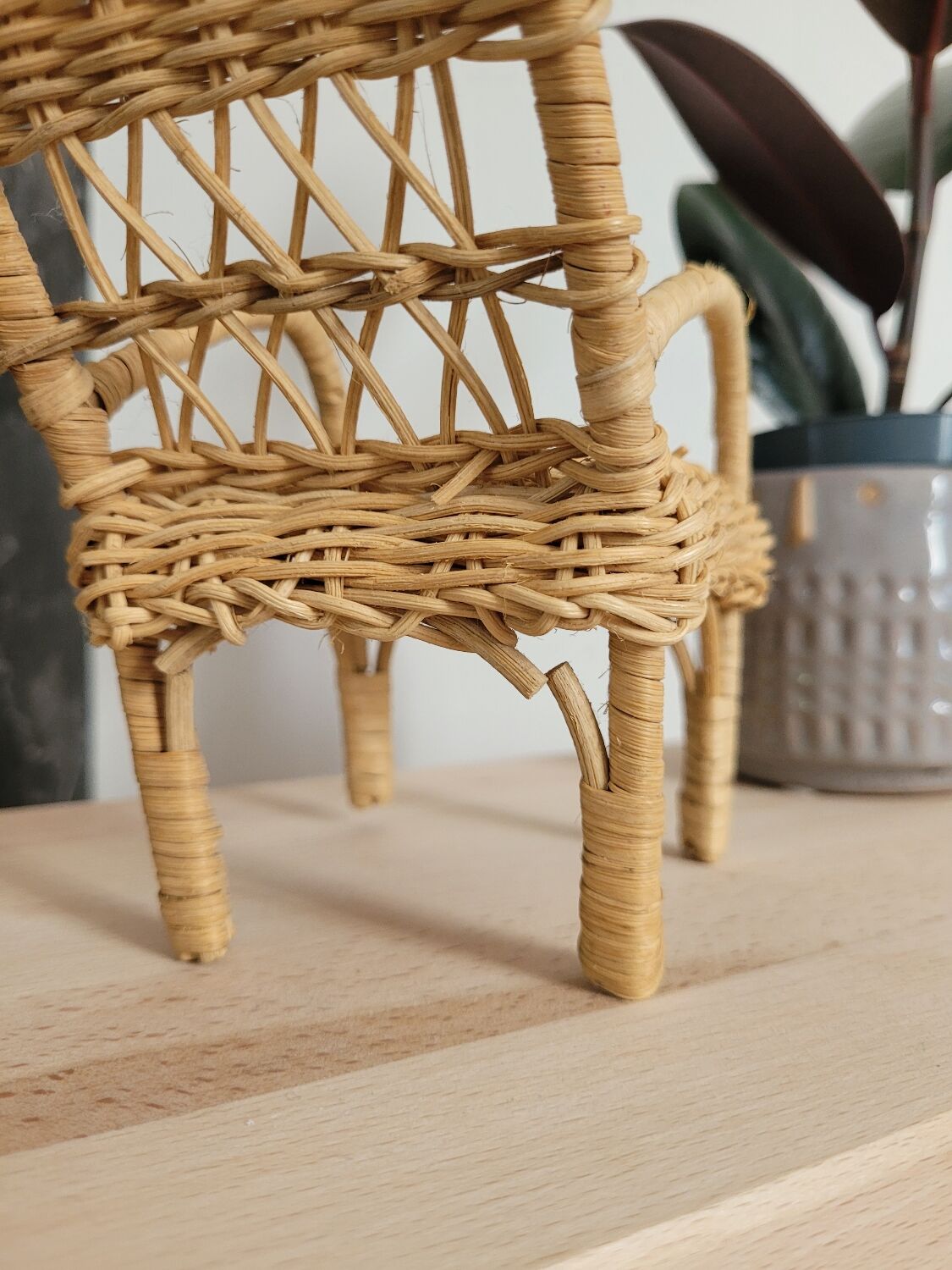Rattan armchair for dollhouse
