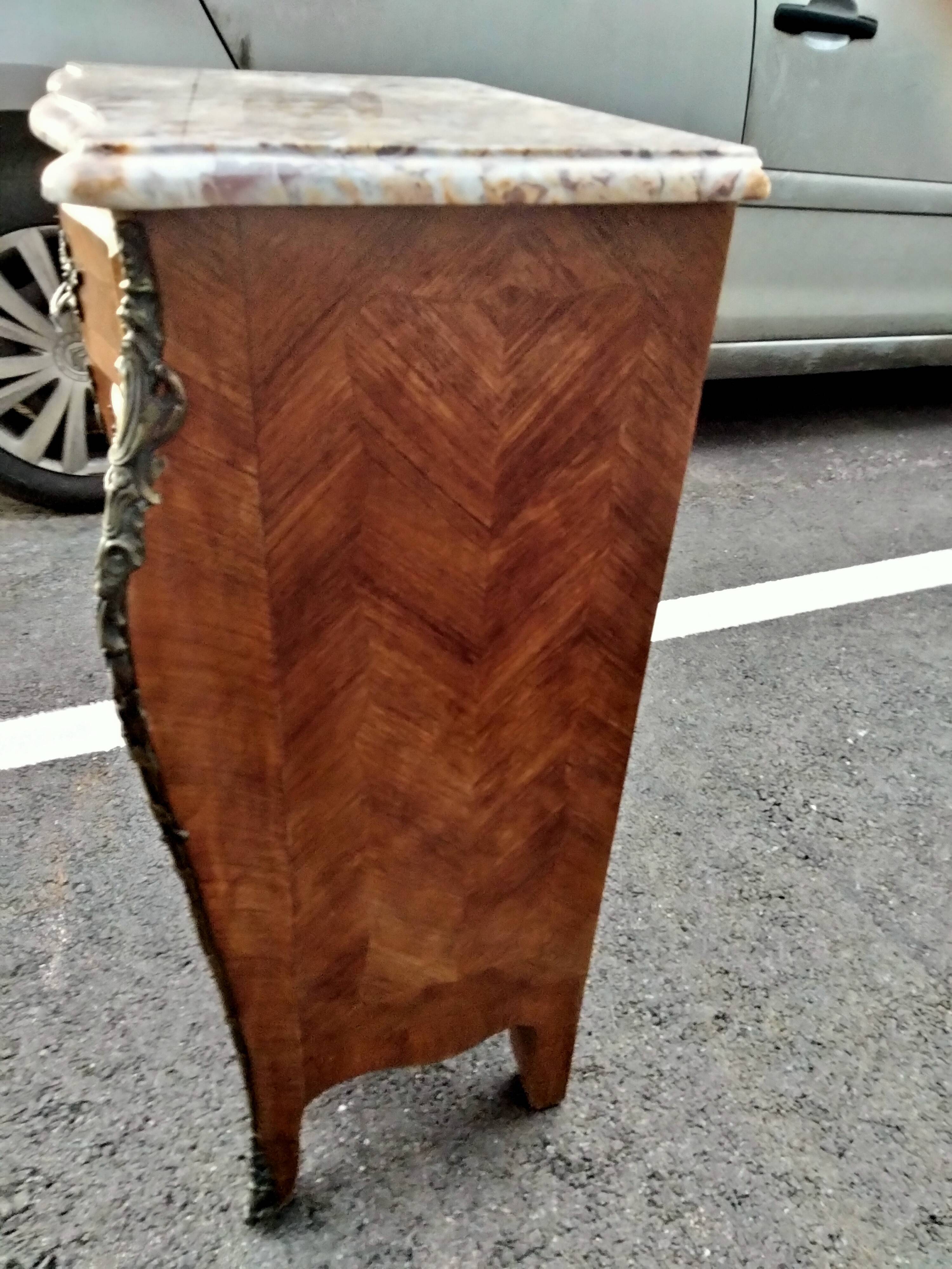 Dresser rag maker style louis xv marquetry marble top
