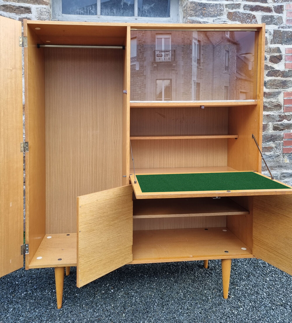 Secretary wardrobe, bookcase, closet, wardrobe, 60s, vintage