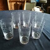6 engraved crystal glasses